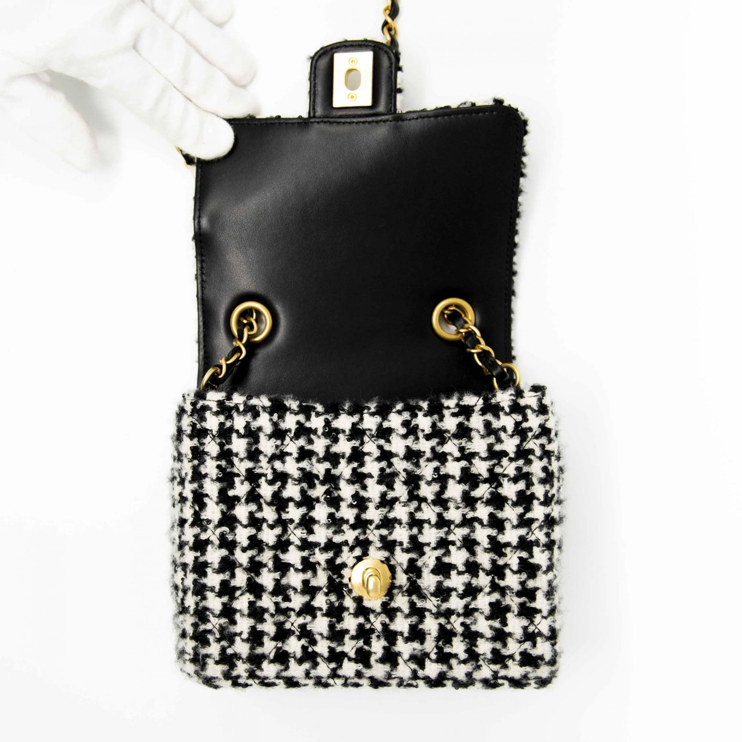 Chanel Houndstooth Tweed Mini Square Flap