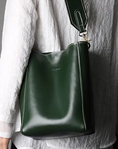 Cute Brown LEATHER WOMEN Bucket SHOULDER BAG Barrel Crossbody Purses FOR WOMEN