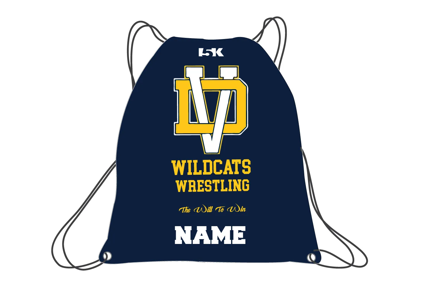 Del Val Wildcats Wrestling Sublimated Drawstring Bag