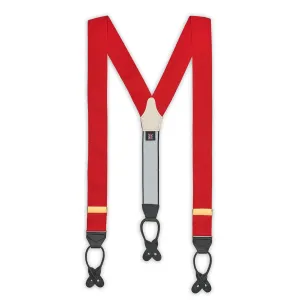 Plain Barathea Braces with Button in Fiesta Red